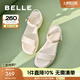 百麗（Belle）簡約一字帶涼鞋女商場款粗跟休閑涼鞋A9D1DBL4 米白 37 (235mm)