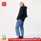 優(yōu)衣庫開(kāi)業(yè)價(jià)女裝棉質(zhì)牛仔松緊九分褲/水洗長(cháng)褲休閑時(shí)尚473801 65 寶藍色 M /160/66A