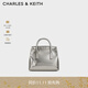CHARLES&KEITH時(shí)尚亮面手提單肩托特包女生日禮物CK2-30271421 Pewter錫灰色 S