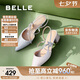 百麗時尚包頭涼鞋女2025新款夏商場優(yōu)雅淺口鞋D6C1DBH5 粉色 36