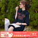 白鹿語(yǔ)趣味字母印花連衣裙2025夏季新款網(wǎng)紗拼接時(shí)尚短裙 藏藍色  S 