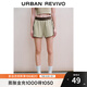 UR秋季新款女裝休閑運動(dòng)風(fēng)百搭撞色松緊腰短褲UYY640007 卡其灰 S