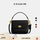 蔻馳（COACH）【七夕】【專享直降】經(jīng)典標(biāo)志CASSIE19號(hào)單肩斜挎包翻蓋夏季女包 黃銅色硬件/黑色（新版）