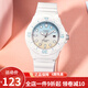 卡西歐（CASIO） 卡西歐(CASIO)手表 女生運動系列橡膠帶石英學生表樹脂皮帶手表 黃綠盤白橡膠帶LRW-200H-2E2