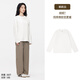棉的美學(xué)純色絨毛落肩長(cháng)袖打底衫女秋季內搭休閑柔軟寬松上衣 「棉軟的絨絨T」茉莉白 S 「推薦85-100斤」