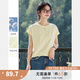 梵希蔓白色圓領(lǐng)套頭字母t恤女2025夏季新款袖口翻邊時尚短袖上衣 A0701 檸檬黃 XL