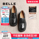 百麗（Belle）歡樂(lè )奏jk樂(lè )福鞋2025春新商場(chǎng)同款真皮百搭休閑鞋D2P1DAA5 黑色 37 (235mm)
