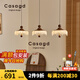 CASAGD中古升降床頭水晶吊墜吊燈復(fù)古胡桃色過道燈法式觸摸水滴小吊燈具 常規(guī)3頭-三色變光
