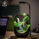 桌面創(chuàng  )意微景觀(guān)綠植diy擺件禮物客廳辦公室夜燈苔蘚盆栽植物盆景 青山+木質(zhì)燈座