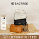 BAGTREE【明星同款】包包樹(shù)奶盒包植鞣牛皮新款輕奢單肩斜挎Hobo女包禮物 檀黑色-小號【雙磁吸款】 高級小眾