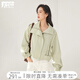 對白設計感時(shí)髦工裝短外套女2025秋裝新款小個(gè)子寬松休閑夾克上衣 淺草綠 M
