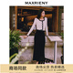 MAXRIENY精致復古氛圍感絲絨半裙法式復古半身裙 黑色 S 01