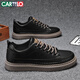 卡帝樂(lè )鱷魚(yú)（CARTELO）鞋子男鞋春季2026時(shí)尚休閑鞋男英倫潮皮鞋男士軟底板鞋 黑棕 41