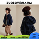 DUOLOVEMAMA撞色格紋兒童軟牛仔外套男女童挺括休閑寬松夾克秋 牛仔藍(lán)格【現(xiàn)貨】 120 cm