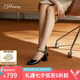 73Hours女鞋焦糖咖啡2024秋季新品圓頭純色方跟瑪麗珍鞋 黑色 35