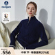 Navigare意大利小帆船寬松羊毛衫女士秋冬休閑半開(kāi)領(lǐng)毛衣100%羊毛針織衫女 海軍藍 XL