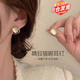 蒲戀耳釘女高級感耳夾無(wú)耳洞2025年新款貓眼石氣質(zhì)耳環(huán)輕奢小眾耳飾品 方形-銀針有耳洞款