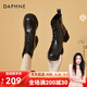 達芙妮（DAPHNE）馬丁靴女粗跟中跟增高小個(gè)子英倫風(fēng)2024新款秋季單靴短靴 黑色加絨 37 (235mm) 標準碼