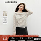 紅袖復(fù)古T恤2025春季新款女裝【煙雨水墨】不規(guī)則蕩領(lǐng)收腰網(wǎng)紗上衣 米底花611 L