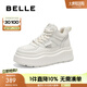 百麗（Belle）簡約休閑高幫板鞋女商場同款厚底保暖鞋D4S1DDM4 白色 37 (235mm)