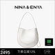 NINA&ENYA妮娜恩雅女包[教師節(jié)禮物]雪莉包中號小眾高級感輕奢真皮包奶昔白(單肩斜挎女包)