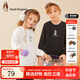 暇步士（Hush Puppies）童裝兒童春秋裝衛(wèi)衣春秋季新款男女大童簡(jiǎn)約時(shí)尚套頭衛(wèi)衣 鉆石黑 140