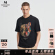MANGANO男裝夏季時(shí)尚個(gè)性燙鉆熊頭印花圖案時(shí)尚短袖T恤男圓領(lǐng)體恤 黑色 52 (180/100A)