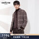 callisto【羊絨羊毛進(jìn)口面料/手工雙面毛呢夾克】春秋男保暖格紋外套短款 咖啡色 XL (52碼）