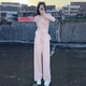 南木熊衛衣女裝春秋季2025年新款休閑運動(dòng)服設計感連帽顯瘦闊腿褲套裝女 粉色衛衣套裝M【95-110斤】