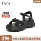 他她（TATA）涼鞋女鞋2025秋季新款休閑厚底法式氣質(zhì)時(shí)裝涼鞋女 黑色 38