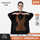 幻走（MOVEUP）2024秋季新款.FUN系列純棉圓領(lǐng)印繡設(shè)計(jì)師中長款T恤女 夜黑 S