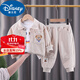 迪士尼（Disney）男童春秋套裝痞帥氣男孩衣服1一2-3歲寶寶衛(wèi)衣童裝兒童秋裝三件套 米黃-雙熊兩件套無內(nèi)膽 110 (升級款)cm