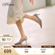 73hours 女鞋四葉草2024春季新款尖頭細(xì)跟高跟鞋氣質(zhì)顯瘦通勤單鞋-灰色/38