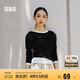 森馬（Semir）長袖T恤女不對稱假兩件2025秋季小心機修身拼色衣服10A525101001