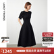 朗姿【Basic衣櫥】小香風(fēng)法式赫本風(fēng)波點(diǎn)裙子女夏新款連衣裙 黑色 L