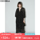 COCOBELLA[金蔥刺繡]輕奢風(fēng)刺繡肌理感連衣裙吊帶裙兩件裝FR966-2 黑色 M