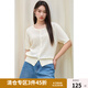 獨(dú)束大碼女裝簡約純色圓領(lǐng)通勤針織開衫夏季新品百搭寬松短袖小衫 米杏色 XL （尺碼：3）