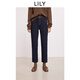 LILY2025冬新款復古原色抓毛修身窄版百搭通勤小腳直筒褲牛仔褲女 401藍色 S