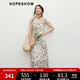 紅袖度假風(fēng)碎花連衣裙2025夏季新款女裝【繁華如夢(mèng)】高腰鉆石領(lǐng)雪紡裙 米底黑花670 M