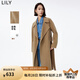 LILY冬新款女裝全綿羊毛氣質(zhì)通勤款顯瘦腰帶長款毛呢外套大衣 322灰綠 XL