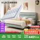 顧家家居（KUKA）京東獨(dú)家家具臥室百搭耐磨簡(jiǎn)約奶油風(fēng)頭層黃牛皮雙人大床DS8116B 8116暖煙灰1.5m+亞運(yùn)潮汐墊