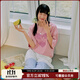 Mmlg 87mm 7A抗菌 純棉短袖T恤女夏季新款愛心印花韓系上衣情侶體恤衫 霧粉色 S
