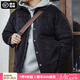 馬登工裝 美式休閑燈芯絨夾克棉服條絨翻領(lǐng)棉衣加厚保暖外套男秋季 藏青色 L