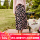 Olrain歐芮兒碎花燈芯絨半身裙女秋夏法式優(yōu)雅復(fù)古中長(zhǎng)款裙子 花色 M
