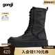 共跡gongji【趙昭儀同款】2025新款方頭馬丁靴中筒帆布靴厚底休閑靴女鞋 黑色 /偏大半碼 38 （243mm）