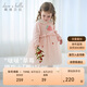 戴維貝拉兒童毛衣連衣裙春秋裝女童寶寶甜美裙子網(wǎng)紗公主裙