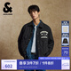 杰克·瓊斯（JACK&JONES）25年男裝秋冬翻領(lǐng)字母時(shí)尚短款輕薄鴨絨羽絨服男襯衫夾克保暖外套 E41黑色 M 175