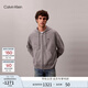 Calvin KleinJeans25秋季新款男士美式休閑運動(dòng)風(fēng)ck刺繡寬松連帽開(kāi)衫外套衛衣 P7E-英雄灰 XL