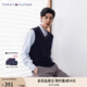 TOMMY HILFIGER男女純棉商務(wù)休閑通勤學院風鑲邊V領(lǐng)內(nèi)搭針織衫背心78J3976 藏青色FAP S （推薦：120-135斤）