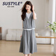 SUSTYLE奢侈高端品牌時(shí)尚女裝套裝減齡顯瘦夏季新款寬松大碼短袖連衣裙 圖片色 L
